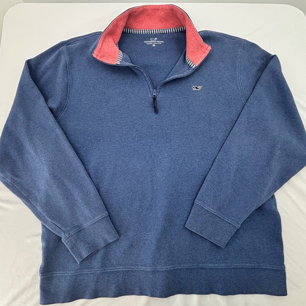 Vineyard Vines Men’s XL Navy  Quarter Zip Pullover 100% Pima Cotton Whale Logo